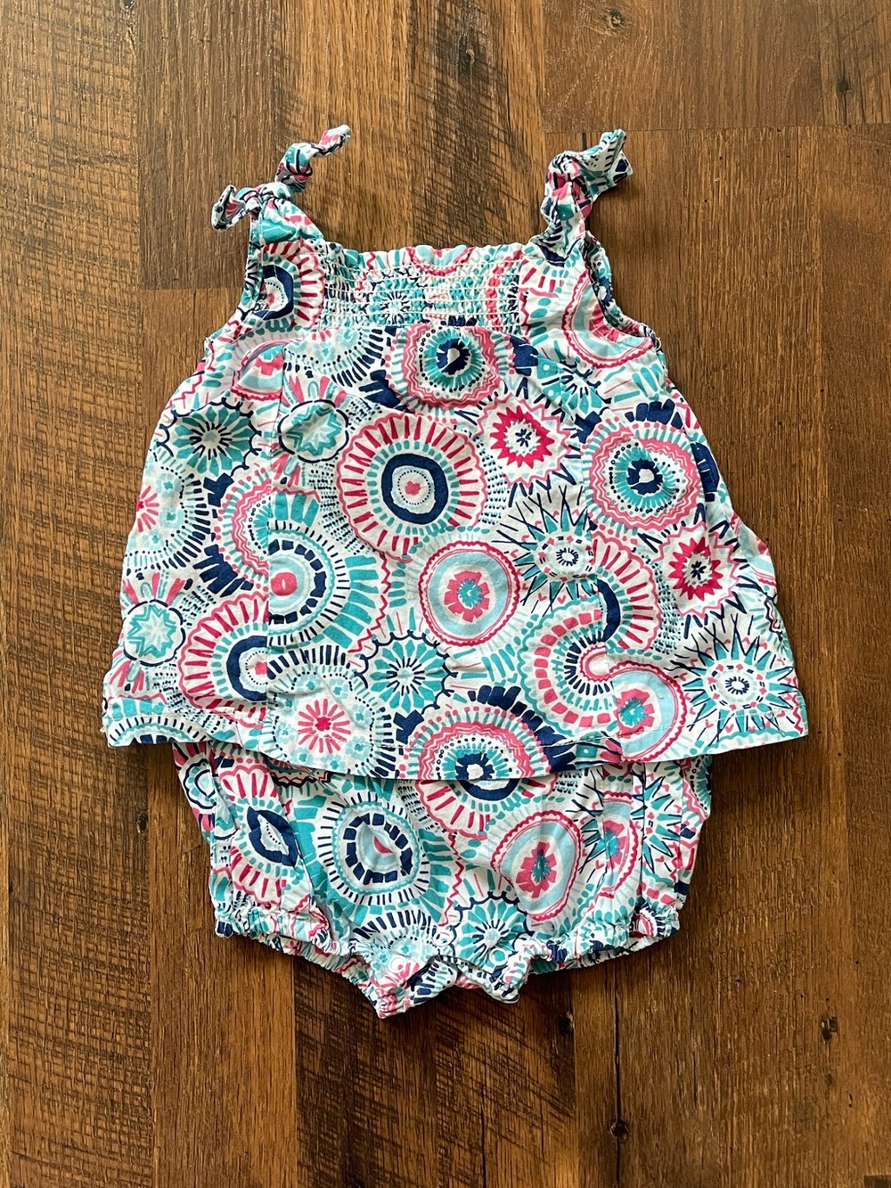 Tea Fireworks Print Baby Romper